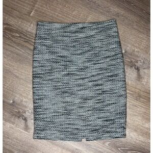 Ann Taylor Loft Tweed Pencil Skirt Lined Black Blue Preppy Work Office Sz 2